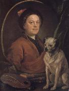 William Hogarth The artist and his dog oil painting on canvas